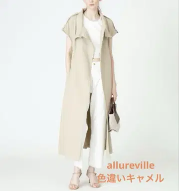 알바일 allureville 소프트 개버딘 베스트 원피스 카멜 롱 베스트