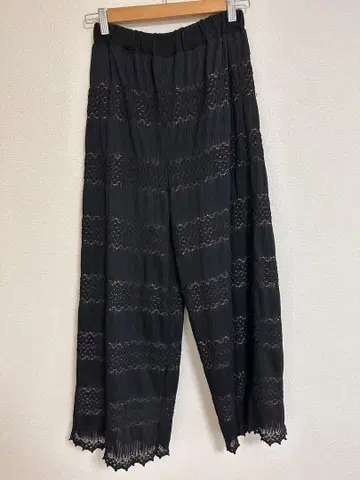 ADAM ET ROPE 블랙 레이스 와이드 팬츠