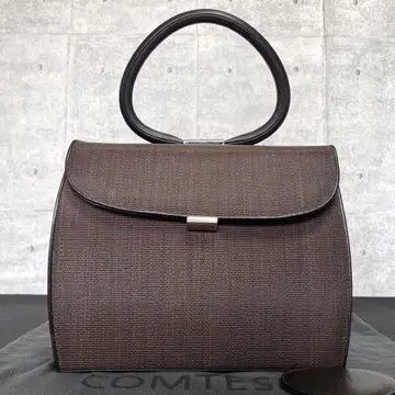 미사용급 COMTESSE 호스 헤어 x 가죽 브라운 플랩 오버 백