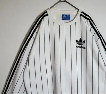 adidas 트레포일 프린트 로고 사이드 라인 스트라이프 맨투맨