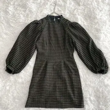 MOUSSY 마우지 튜닉 원피스 하이넥 체크 무늬 성숙/러블리