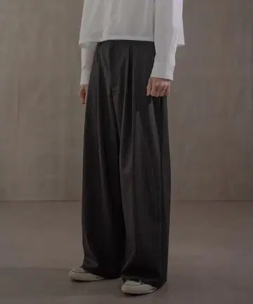 Pinstripe Tuck Wide Slacks