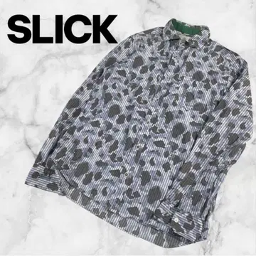 slick 카모플라주 카모플라쥬 스트라이프 블루 그린 셔츠