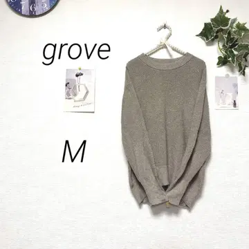 8786 grove 그로브 라메 믹스 니트 스웨터 M 무지 캐주얼