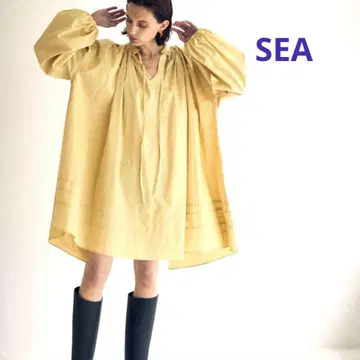 SEA 시 브로드 크로스 스모크 드레스 셔츠 개더 플레어 A라인