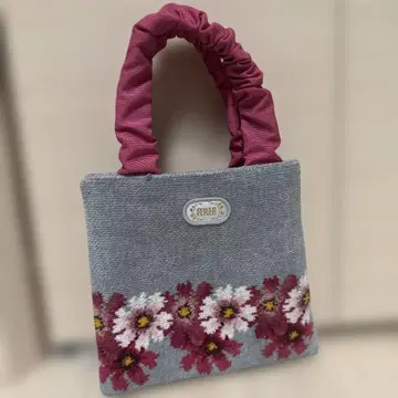 FEILER 꽃무늬 자수 핸드백 그레이/핑크