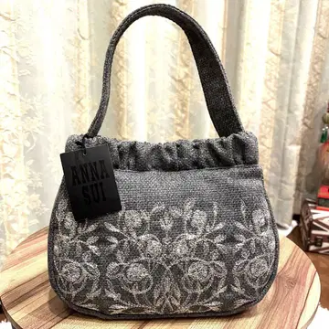 레어 미사용 새상품 ANNA SUI 안나수이 토트백 울 로고 금장 장식