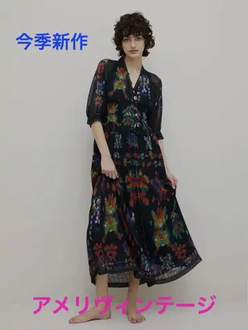AMERI MEDI DECALCOMANIA CHIFFON DRESS 블랙
