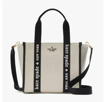 케이트 스페이드 kate spade 킵 캔버스 스몰 토트 블랙 x 화이트