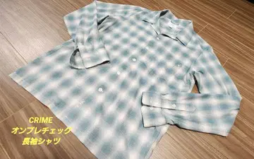 CRIME 옴브레 체크 오픈 카라 긴팔 셔츠