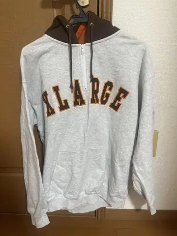 XLARGE 하프 지퍼 후드티 그레이/브라운