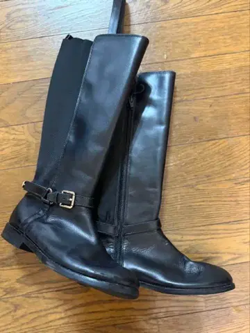 랄프 로렌 블랙 가죽 롱 부츠