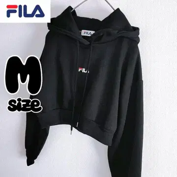 FILA 휠라 원포인트 후드티 숏 기장 블랙 M 긴팔 여성용