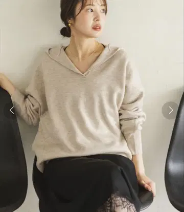 noble 접결 턱 편직 후드 풀오버