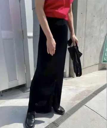 pasterip sheer rib zip skirt 블랙