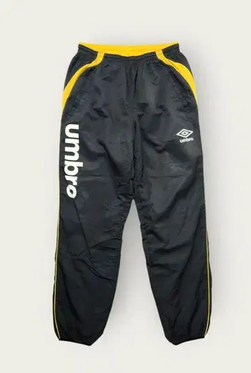 UMBRO 데상트제 트랙 팬츠 블랙 x 노랑 사이드 로고 O