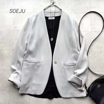 소쥬 새상품급 노카라 자켓 겉옷 S 세탁 가능 수트 라이트 그레이