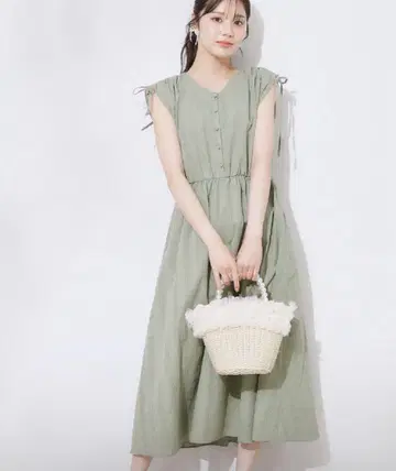 라미체크 썸머 드레스 슬리브리스 롱 원피스