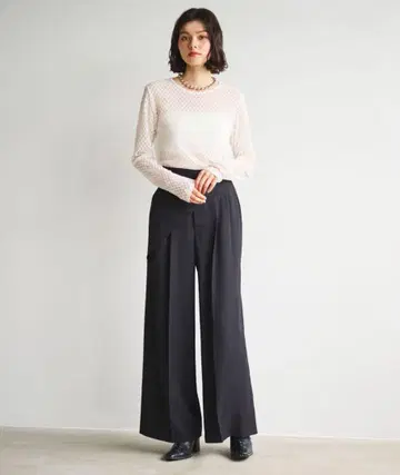 COCODEAL 랩 디자인 플레어 팬츠 사이즈 1 차콜