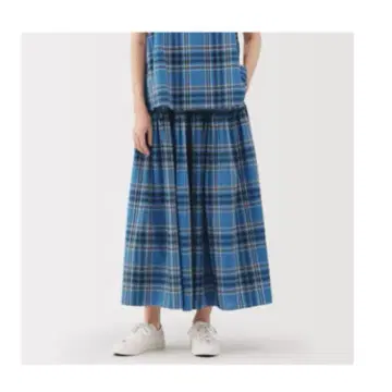 무인양품 여성 마드라스 체크 플레어 스커트
