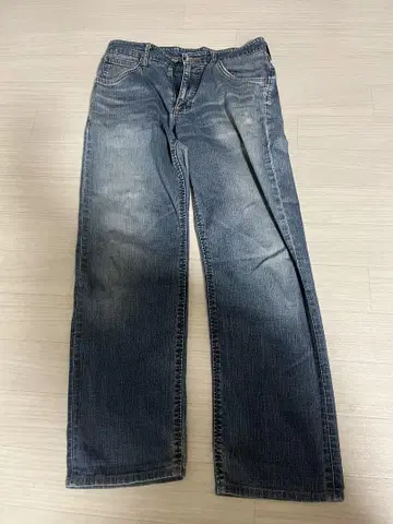 스트레이트 블루 데님 W 자수