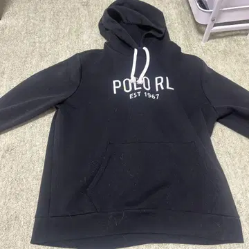 Polo RL 블랙 후드 부착 후드티