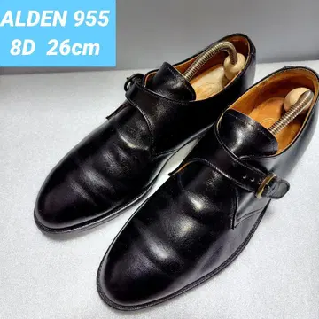 ALDEN 955 몽크 스트랩 블랙 카프 레더 8D 약 26cm