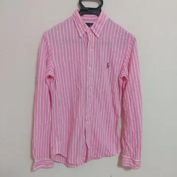 랄프 로렌 핑크 스트라이프 긴팔 셔츠 S 남성용 여성용