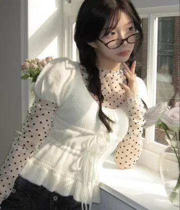 [ nugu ] 모헤어 리본 퍼프 니트 아이보리