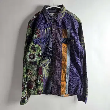 Desigual 보태니컬 무늬 패치워크 롱 슬리브 셔츠 올 패턴 절개 S