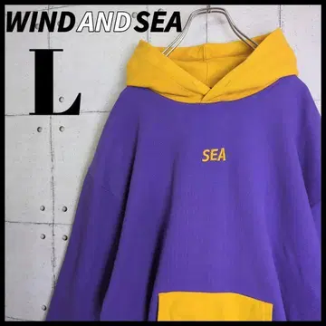[ 레어 컬러 ] WIND AND SEA 바이컬러 센터 자수 후드티