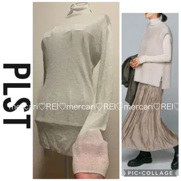 PLST 플라스테 라메 터틀 니트 스웨터 블랙 긴팔