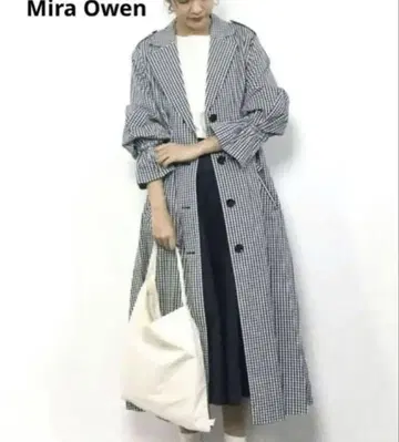 [ Mila Owen ] 소매 볼륨 트렌치코트 깅엄 체크