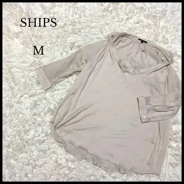 [ SHIPS ] 쉽스 드레이프넥 긴팔 블라우스 M 베이지 여성용