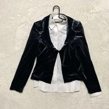 80's 버블기 패션 벨로아 테일러드 자켓 여성용 어깨 패드 포함