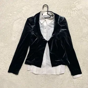 80's 버블기 패션 벨로아 테일러드 자켓 여성용 어깨 패드 포함