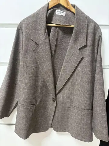 vintage 오버 사이즈 체크 테일러드 자켓