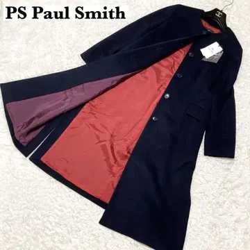 컨디션 최상 폴스미스 노카라 롱 코트 울 38 다크 네이비