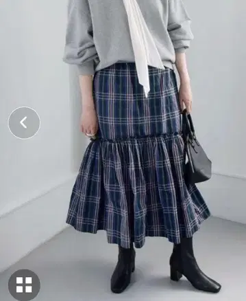 quaranciel 체크 타프타 스커트 네이비 계열