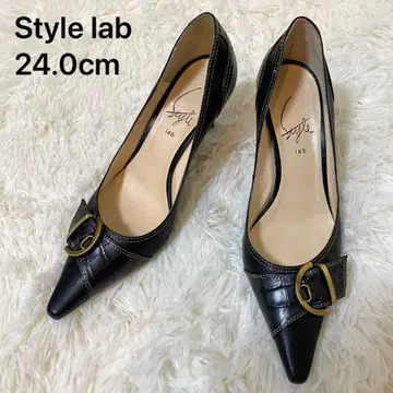 Style lab 펌프스 벨트 스퀘어토 악어 엠보싱 24cm 일본제