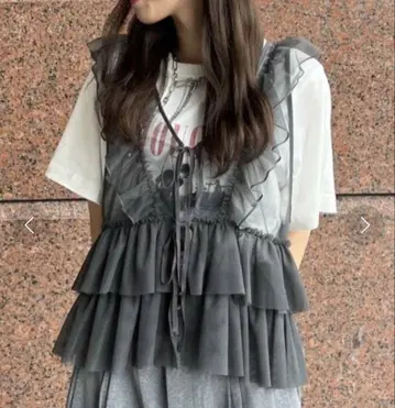 JEANASIS 튤 프릴 베스트