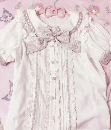 LIZLISA 하트 레이스 옷깃 블라우스 반팔 핑크