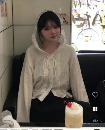 nugu 레이스 후드 블라우스