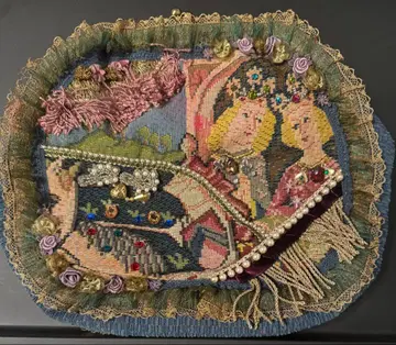 치마키 치마키 가마구치 핸드백 블루 레이스 비즈