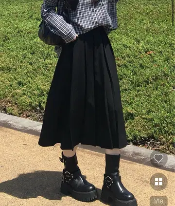 nugu 플리츠 롱 스커트
