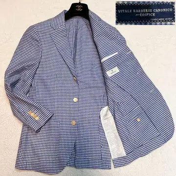 새상품급 EDIFICE 테일러드 자켓 카노니코 실크 린넨 체크