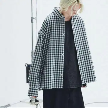 OPENING ACT 미니 체크 셔츠 옴브레 L 사이즈