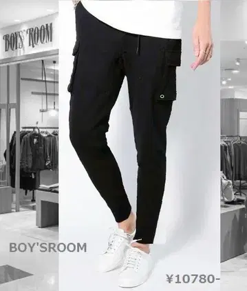 BOY'S ROOM 코튼 스트레치 카고 테이퍼드 팬츠