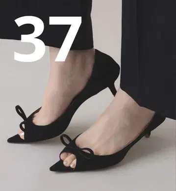 PIPPICHIC 피피칙 리본 스웨이드 오픈토 펌프스 37
