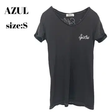 AZUL 아줄 T셔츠 상의 자수 브라운 구제 의류 귀여운